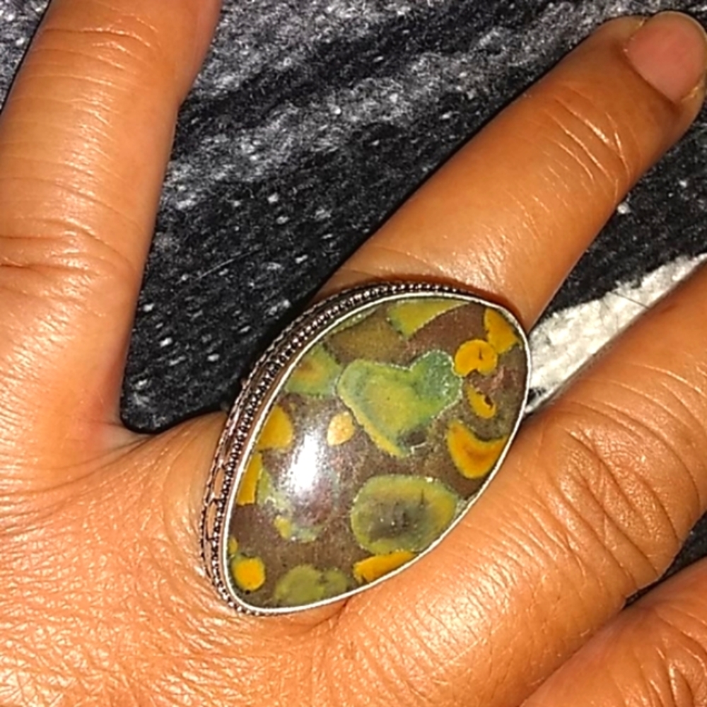 💗STUNNING!/ JASPER GEMSTONE RING SZ,7💕 - Picture 1 of 8